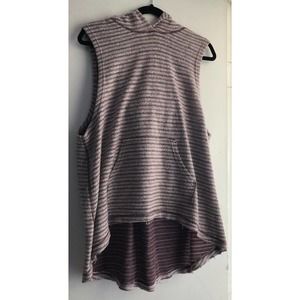 Free People Purple Striped Sleeveless Hoodie M
